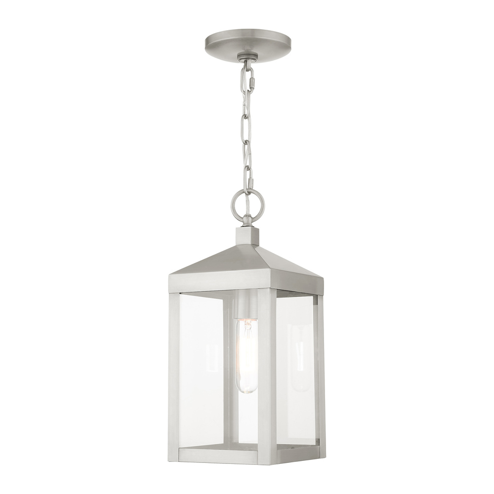 1 Lt Brushed Nickel Outdoor Pendant Lantern