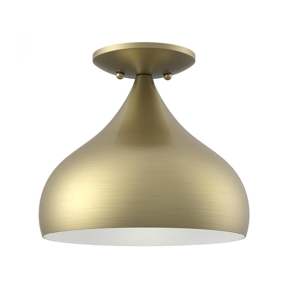 1 Light Antique Brass Semi-Flush Mount