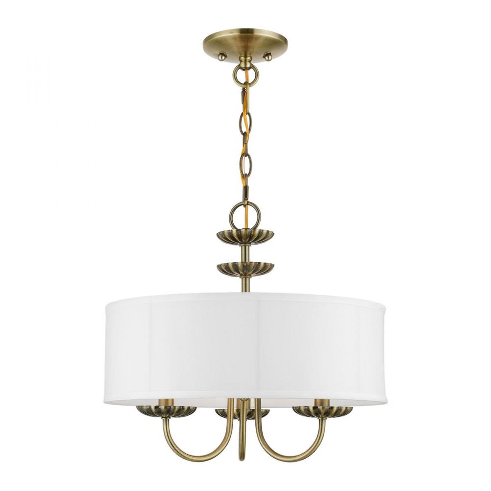 3 Light Antique Brass Pendant Chandelier