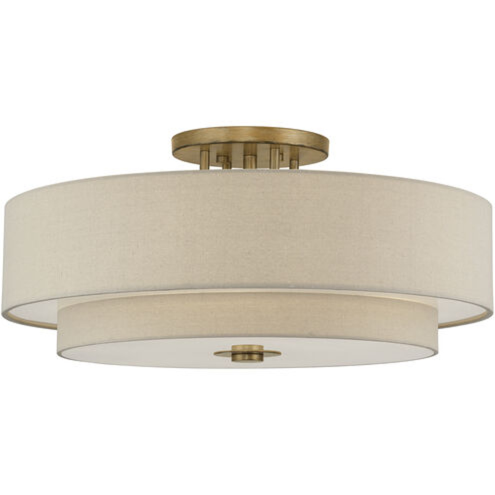 6 Light Antique Gold Leaf Extra Large Semi-Flush