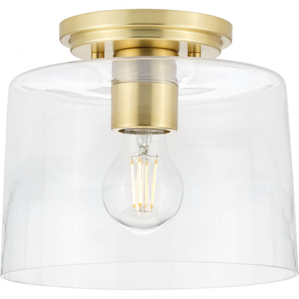 Adley Collection One-Light Satin Brass Clear Glass New Traditional Flush Mount Light