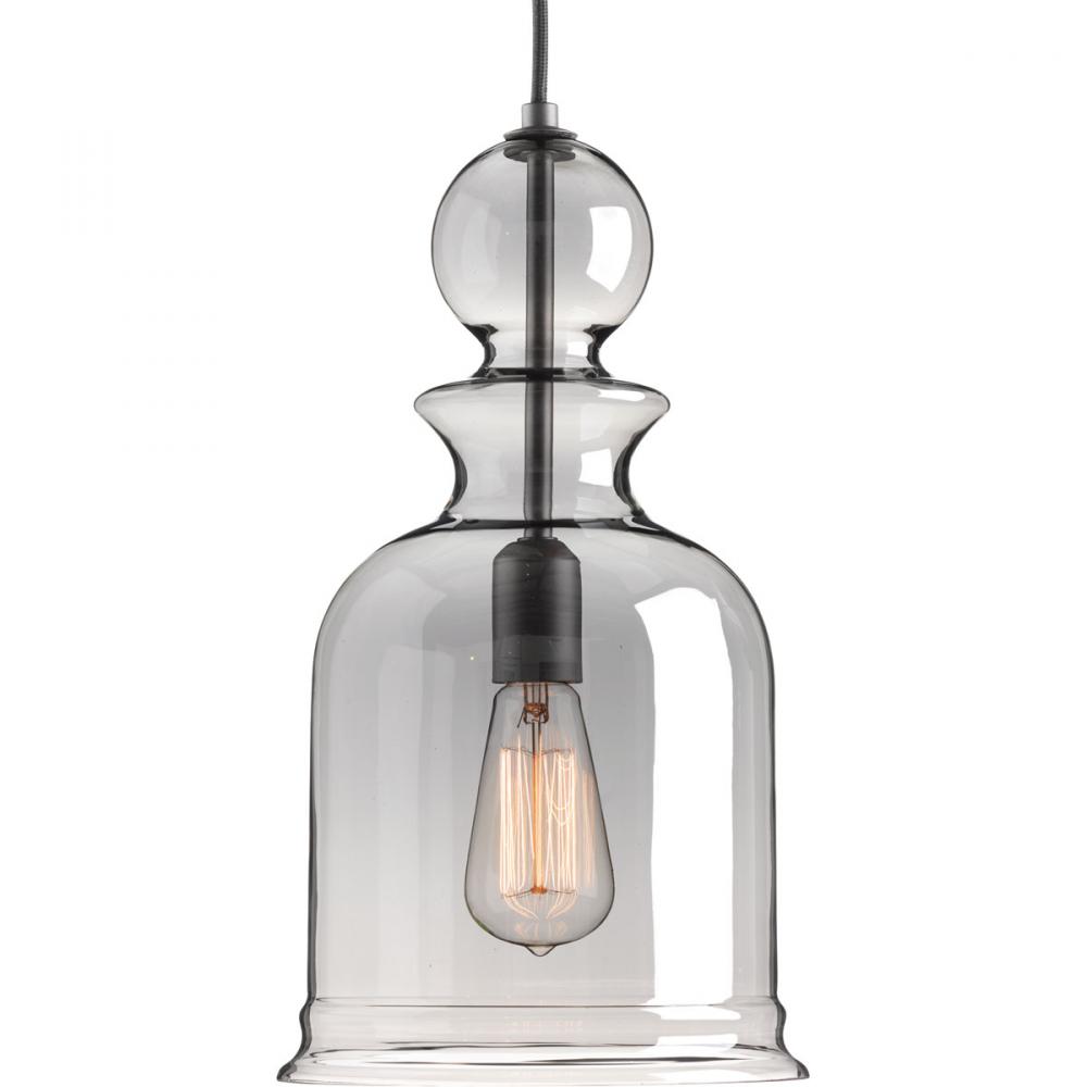 Staunton Collection One-Light Graphite Smoke Glass Global Pendant Light