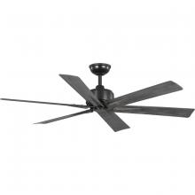 Progress P250100-31M - Brazas Collection 56 in. Six-Blade Matte Black Transitional Ceiling Fan