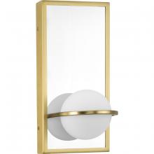 Progress P710105-012-30 - Pearl LED Collection Mid-Century Modern Satin Brass Etched Opal Glass Wall Bracket