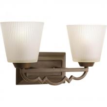  P2023-102 - Two Light Roasted Java Etched Ivory Pleated Glass Vanity