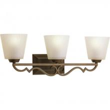  P2024-102 - Three Light Roasted Java Etched Ivory Pleated Glass Vanity