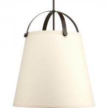 Progress P500047-020 - Galley Collection Three-Light Antique Bronze Linen Shade Coastal Pendant Light