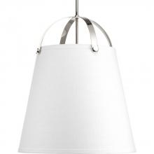 Progress P500047-104 - Galley Collection Three-Light Polished Nickel Linen Shade Coastal Pendant Light