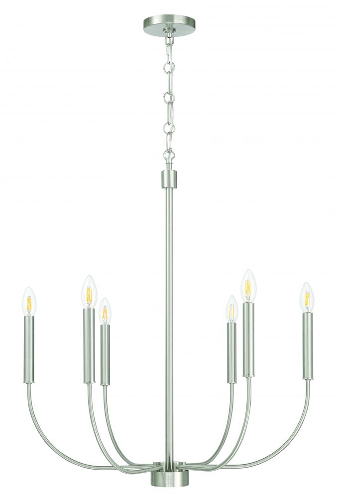 Traci 6 Light Chandelier in Brushed Polished Nickel