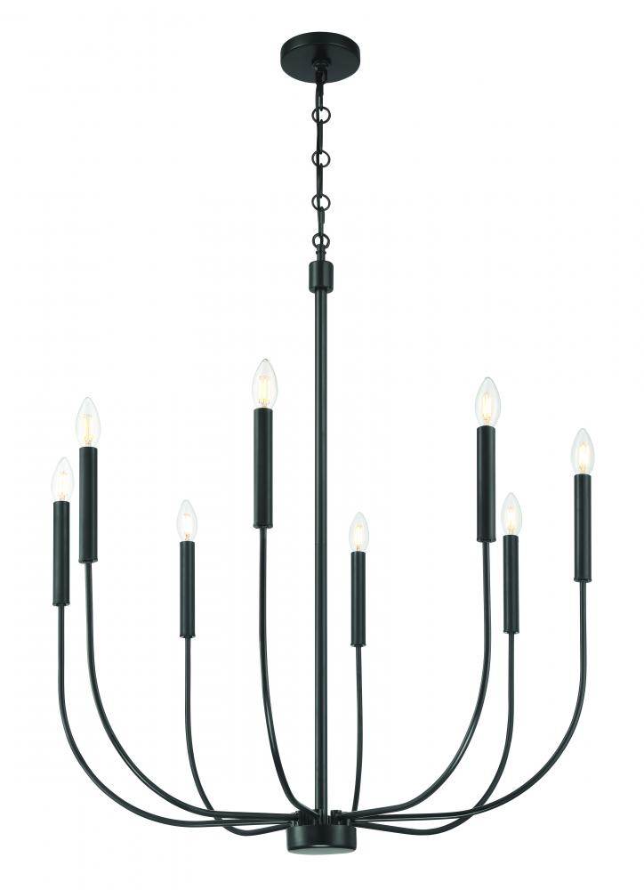 Traci 8 Light Chandelier in Flat Black