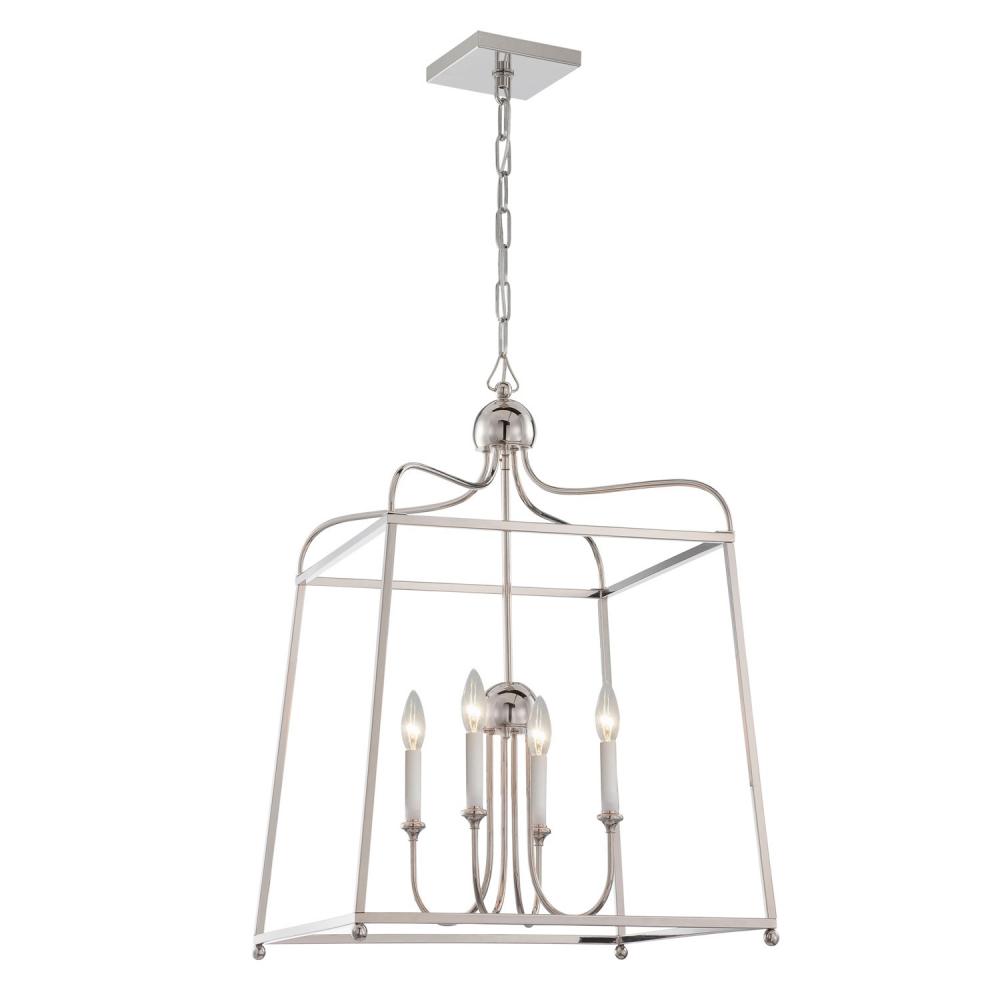 Libby Langdon Sylvan 4 Light Polished Nickel Lantern Chandelier