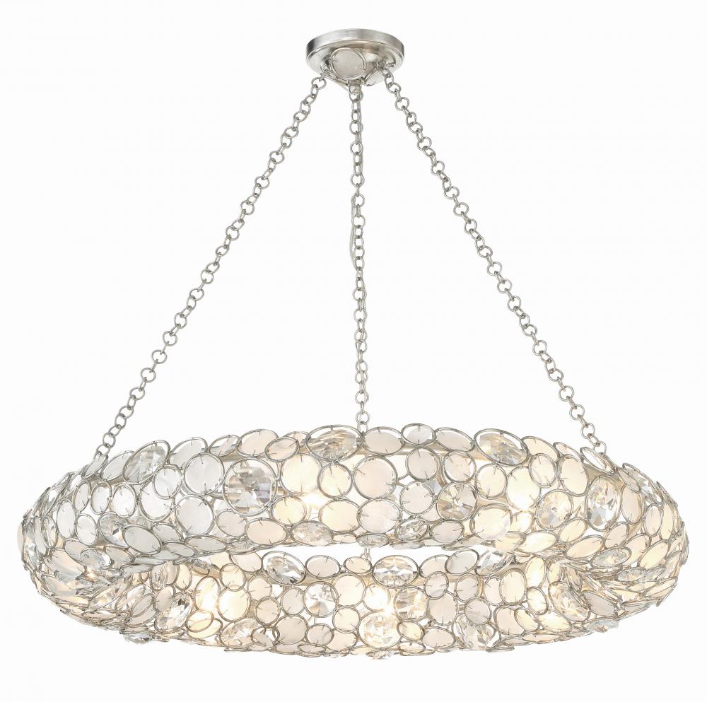 Palla 8 Light Antique Silver Chandelier