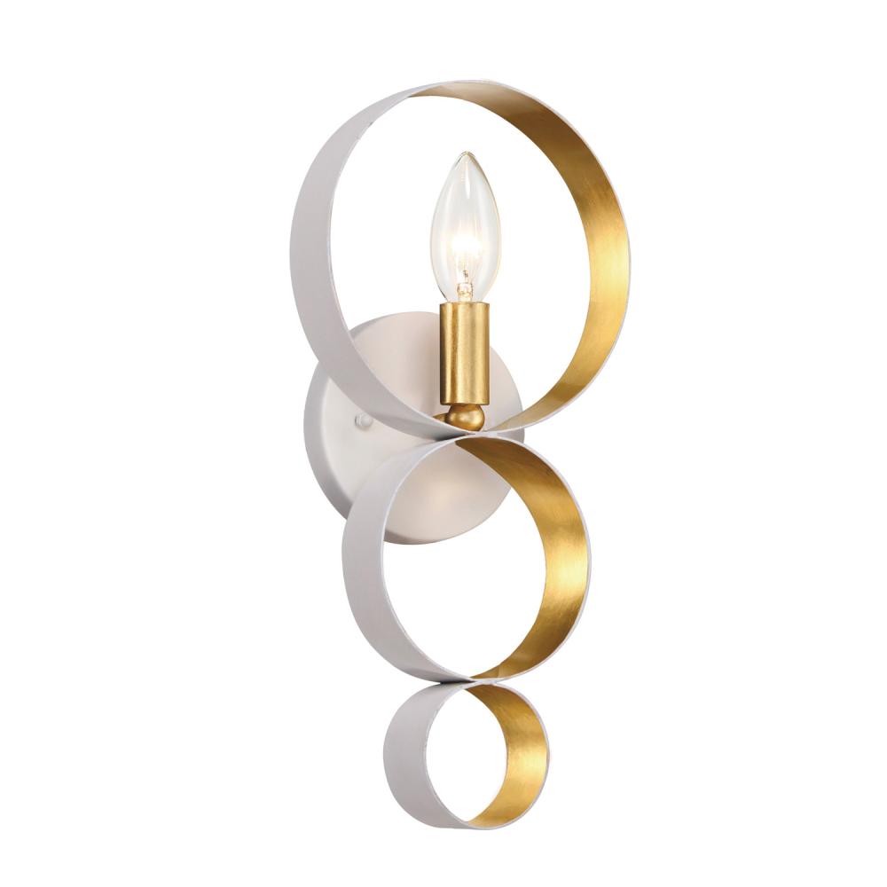 Luna 1 Light Matte White + Antique Gold Sphere Sconce