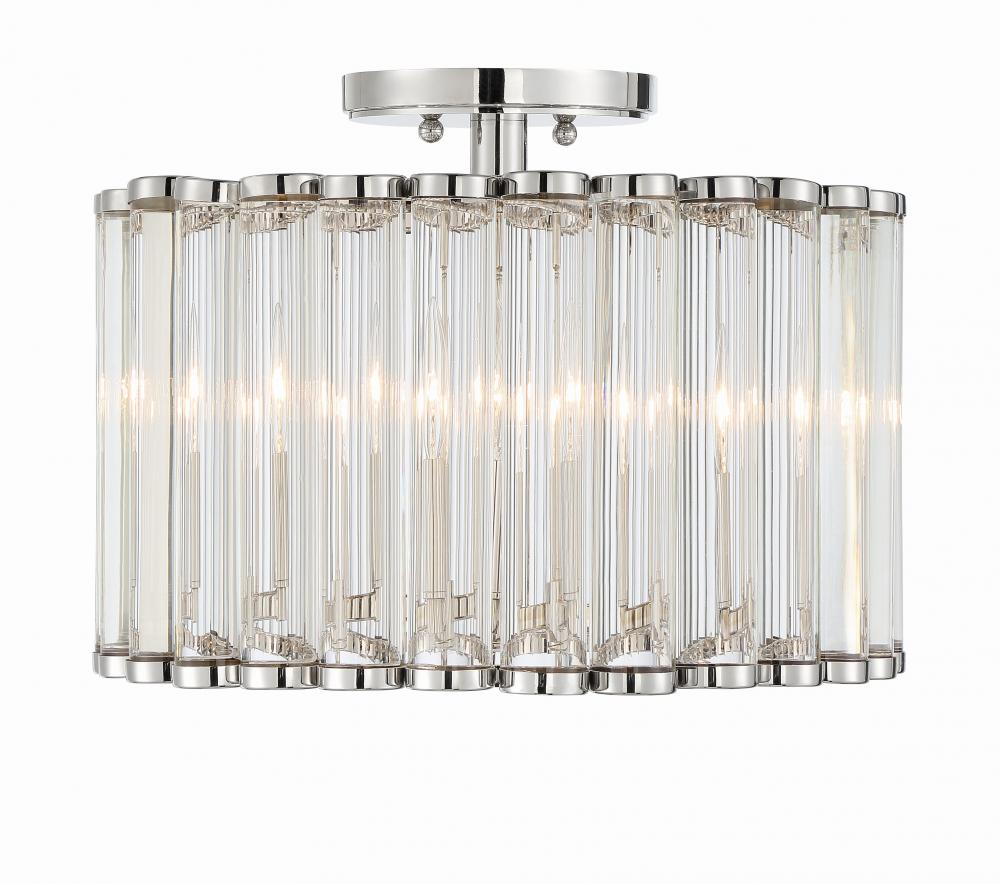 Libby Langdon Elliot 4 Light Polished Nickel Semi Flush Mount