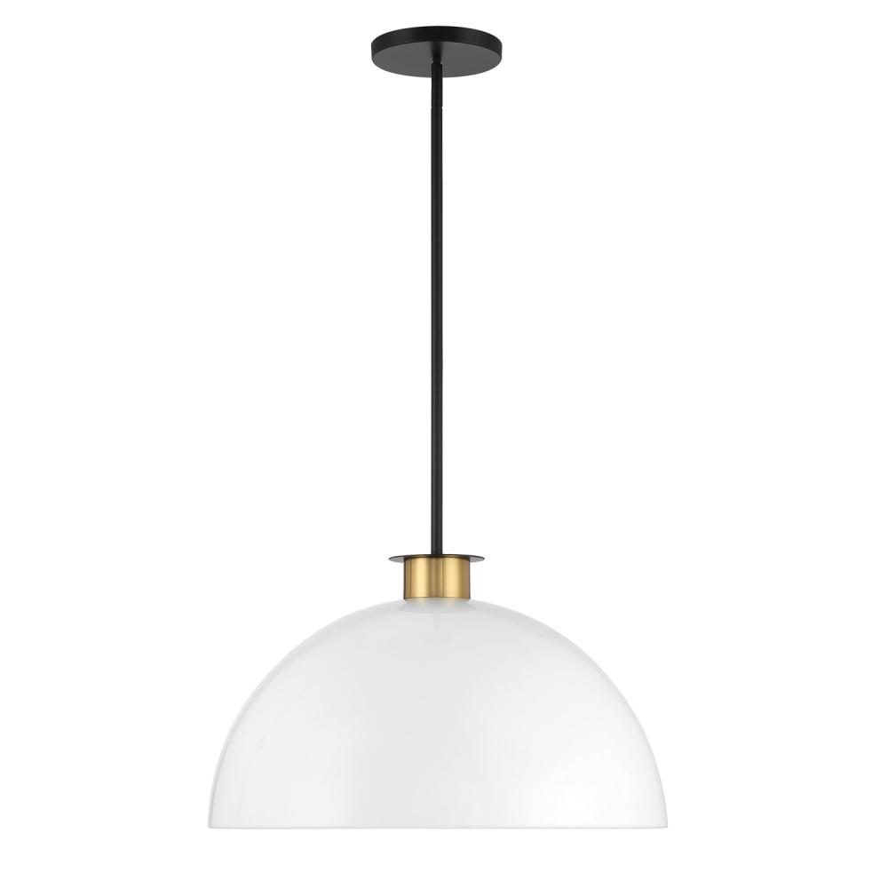 Gigi 1 Light Black + Aged Brass Chandelier