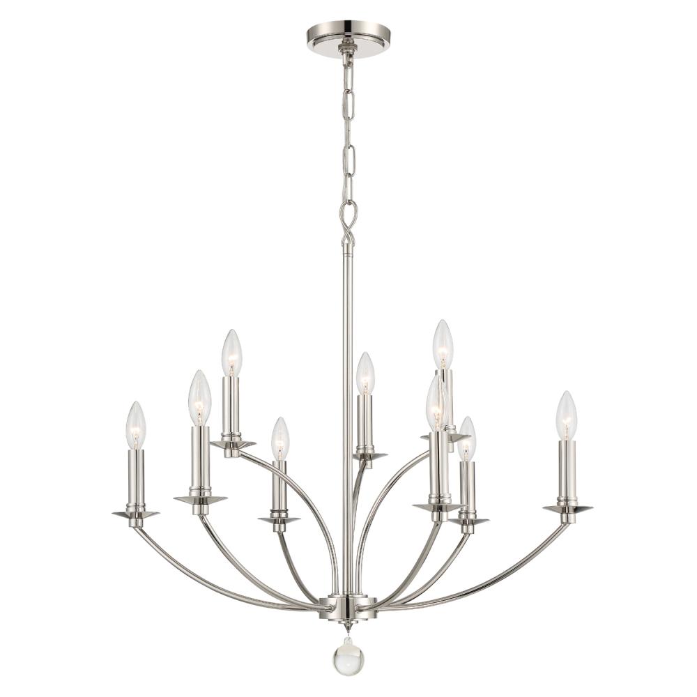 Mila 9 Light Polished Nickel Chandelier