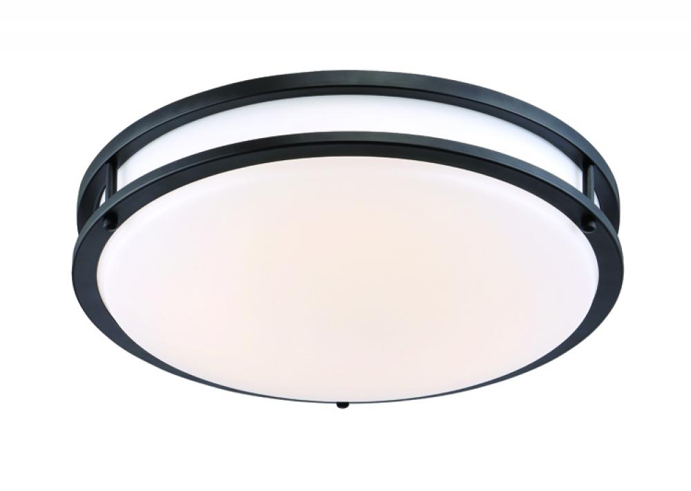 16 in. Matte Black Integrated Selectable LED CCT Round Flush Mount Light