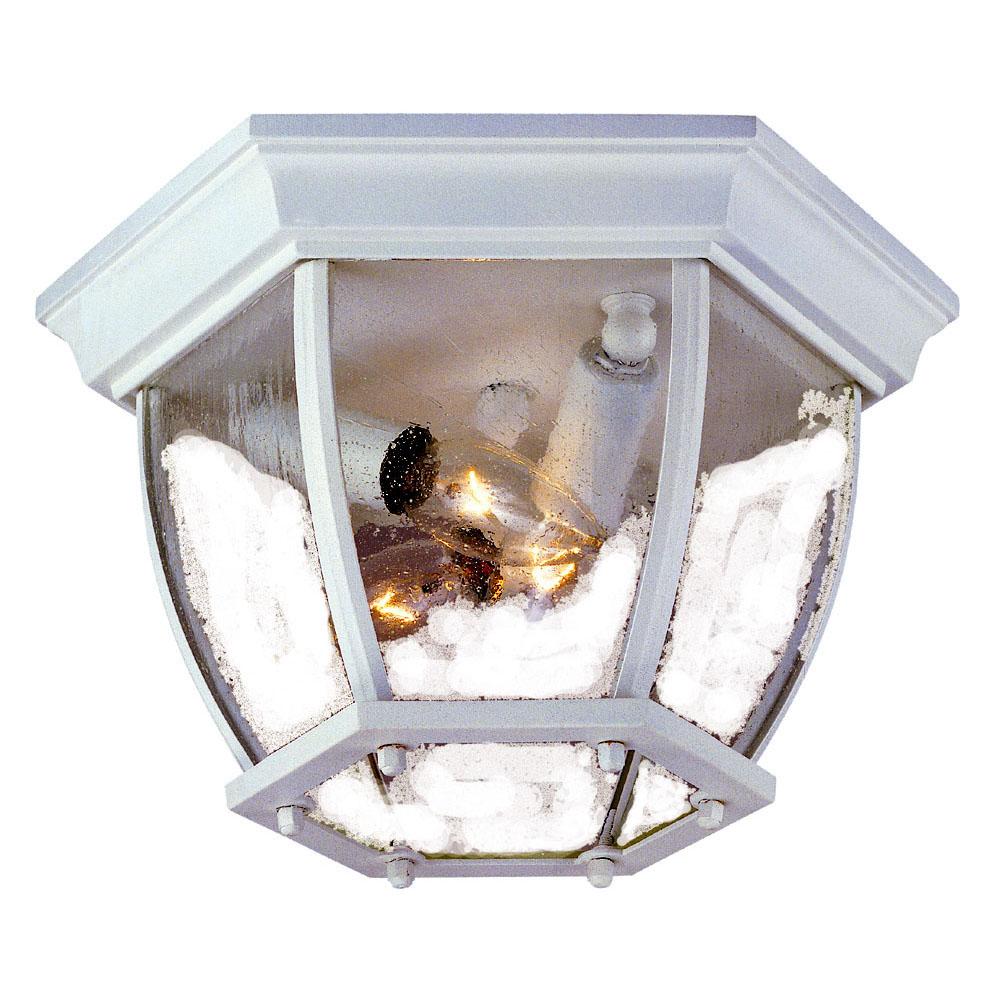 Flushmount Collection Ceiling-Mount 3-Light Outdoor Textured White Light Fixture