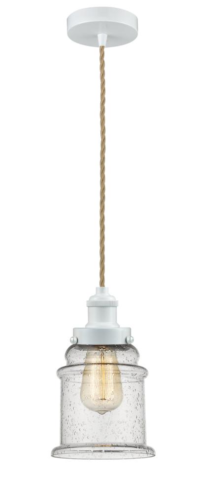 Edison - 1 Light - 8 inch - White - Cord hung - Mini Pendant