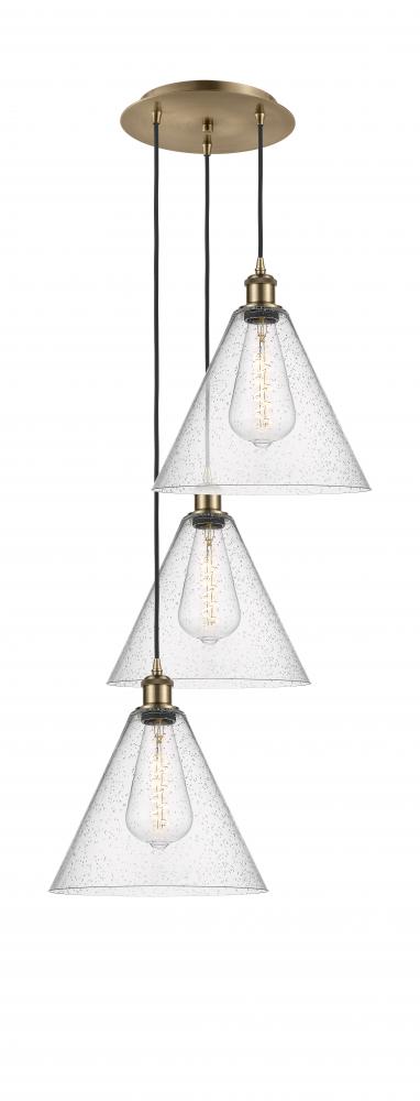 Berkshire - 3 Light - 19 inch - Antique Brass - Cord Hung - Multi Pendant