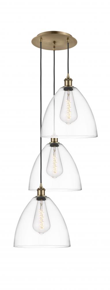 Bristol - 3 Light - 19 inch - Antique Brass - Cord Hung - Multi Pendant