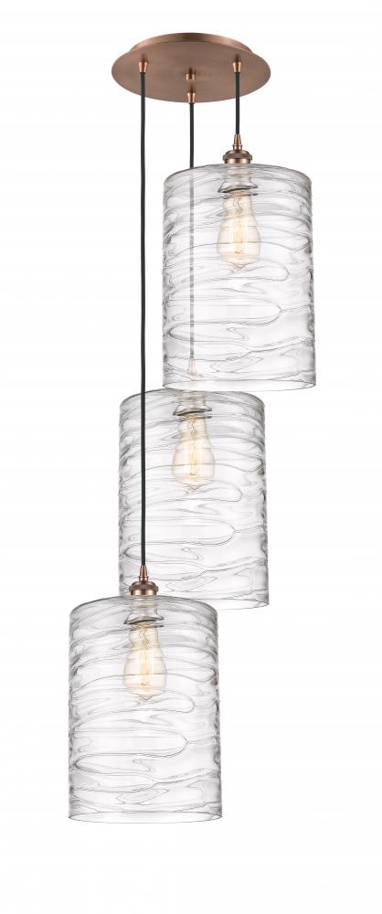 Cobbleskill - 3 Light - 16 inch - Antique Copper - Cord Hung - Multi Pendant