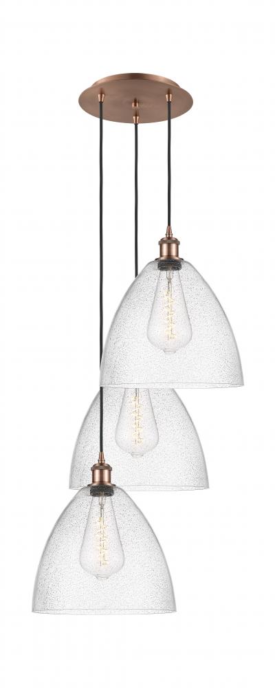 Bristol - 3 Light - 19 inch - Antique Copper - Cord Hung - Multi Pendant