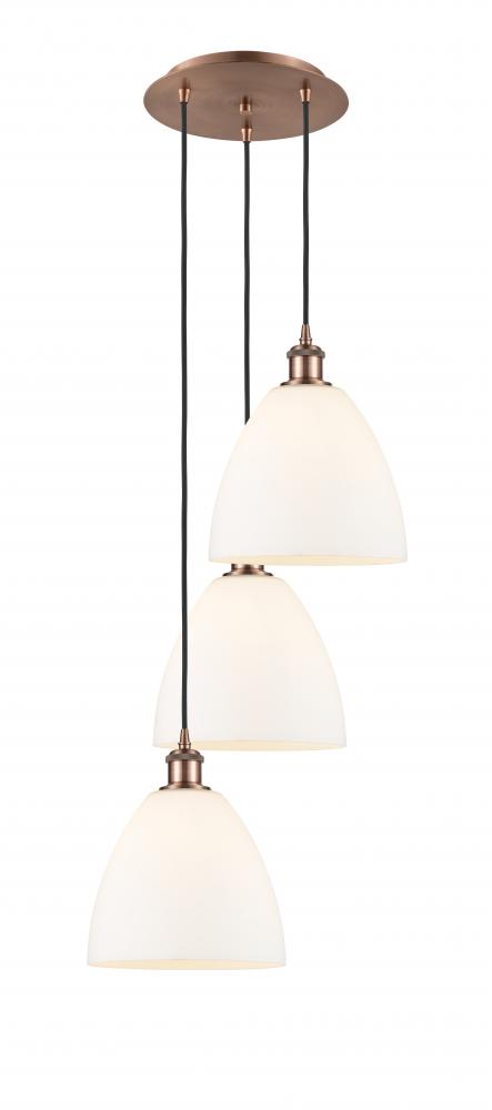 Bristol - 3 Light - 16 inch - Antique Copper - Cord Hung - Multi Pendant