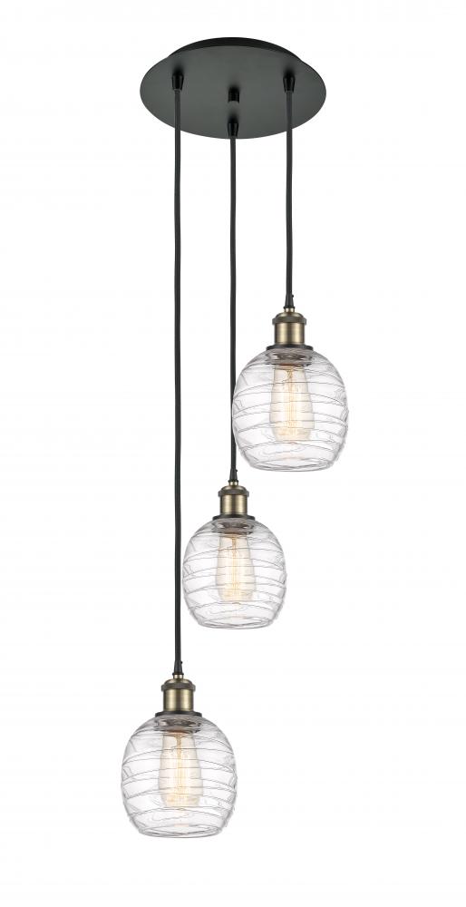 Belfast - 3 Light - 13 inch - Black Antique Brass - Cord Hung - Multi Pendant