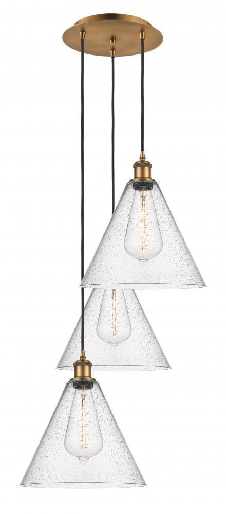 Berkshire - 3 Light - 19 inch - Brushed Brass - Cord Hung - Multi Pendant