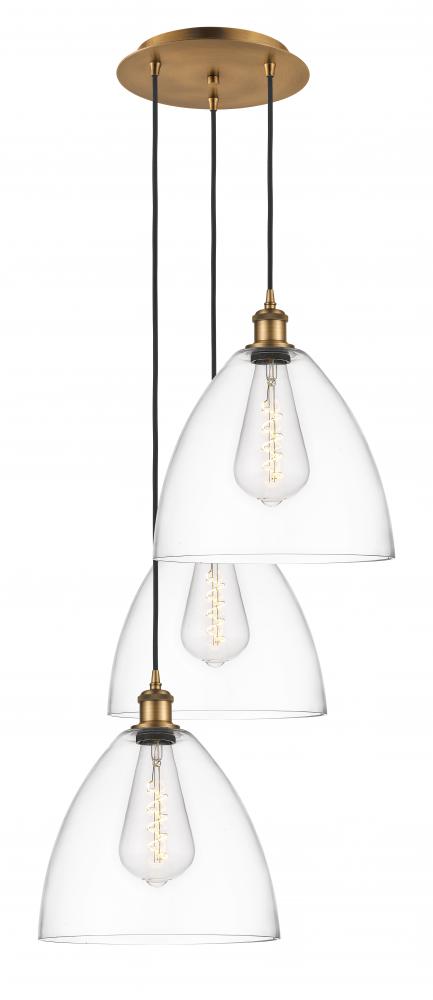 Bristol - 3 Light - 19 inch - Brushed Brass - Cord Hung - Multi Pendant