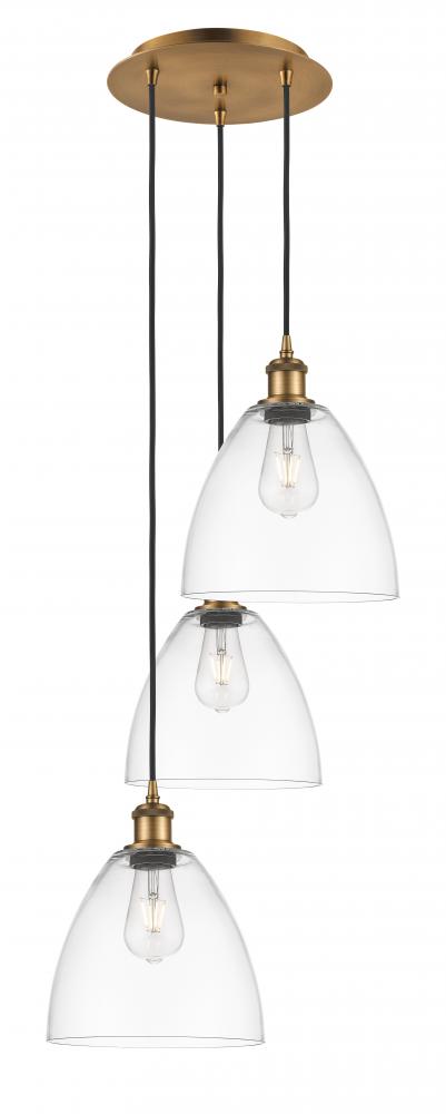 Bristol - 3 Light - 16 inch - Brushed Brass - Cord Hung - Multi Pendant