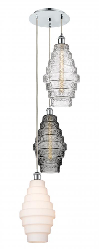 Cascade - 3 Light - 15 inch - Polished Chrome - Cord hung - Multi Pendant