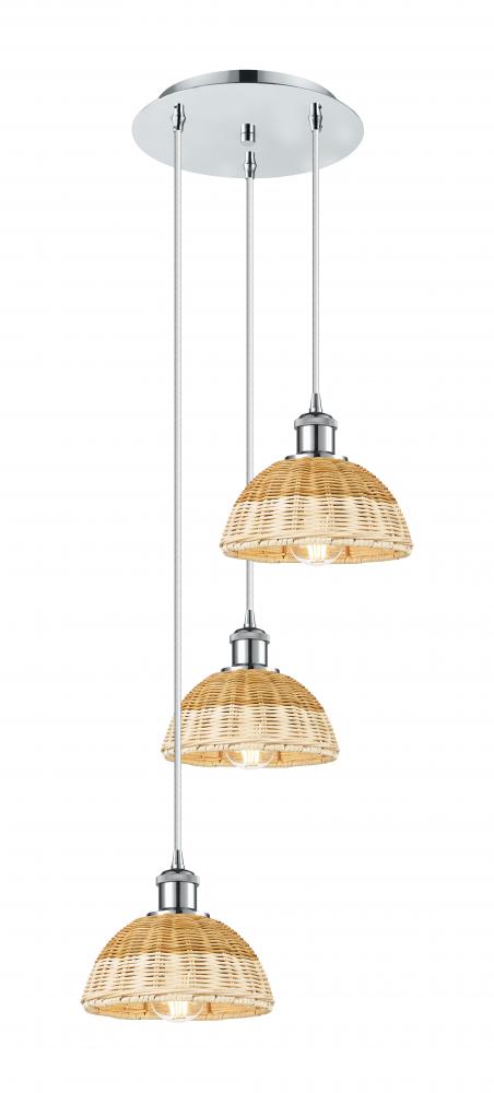 Bristol Natural II - 3 Light - 14 inch - Polished Chrome - Cord Hung - Multi Pendant