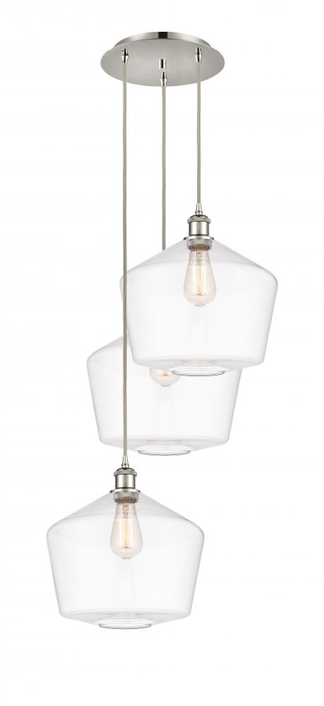 Cindyrella - 3 Light - 19 inch - Polished Nickel - Cord Hung - Multi Pendant