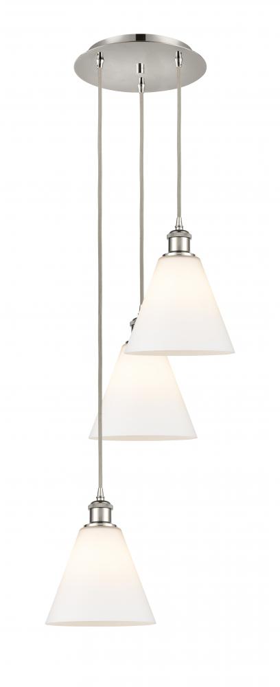 Berkshire - 3 Light - 15 inch - Polished Nickel - Cord Hung - Multi Pendant