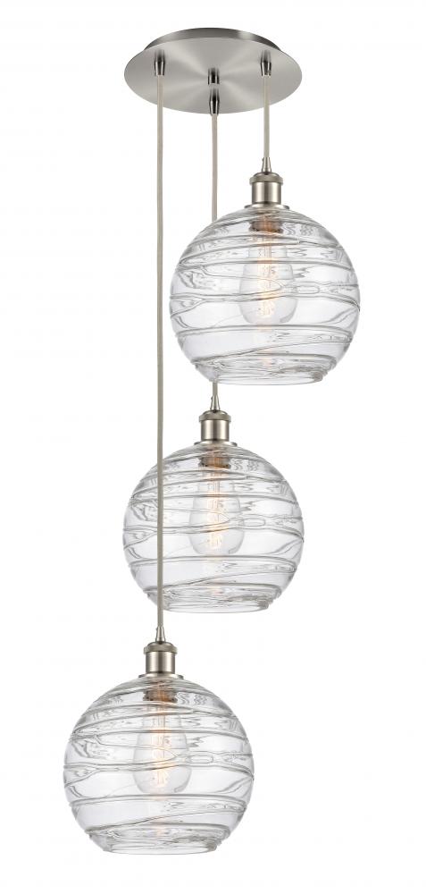 Athens Deco Swirl - 3 Light - 17 inch - Brushed Satin Nickel - Cord hung - Multi Pendant