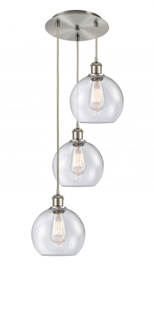 Athens - 3 Light - 15 inch - Brushed Satin Nickel - Cord Hung - Multi Pendant