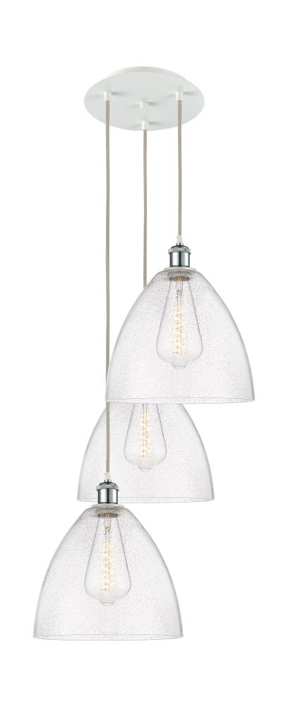 Bristol - 3 Light - 19 inch - White Polished Chrome - Cord Hung - Multi Pendant