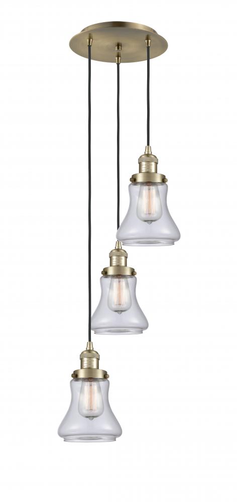 Bellmont - 3 Light - 13 inch - Antique Brass - Cord hung - Multi Pendant