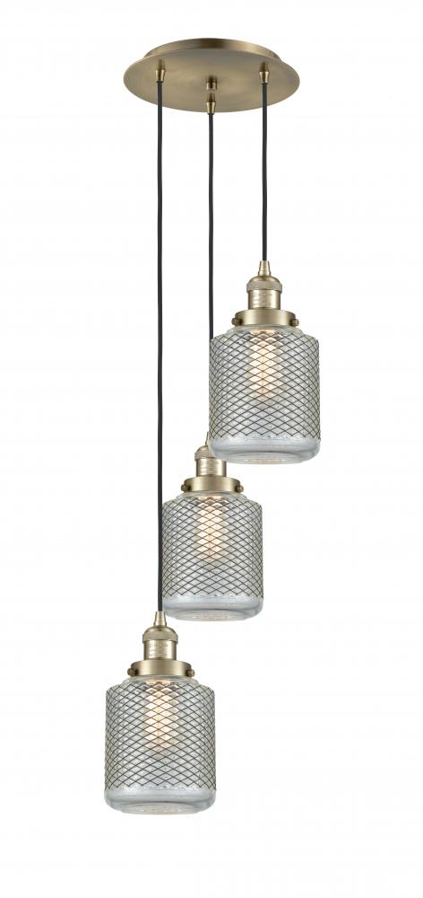 Stanton - 3 Light - 13 inch - Antique Brass - Cord hung - Multi Pendant