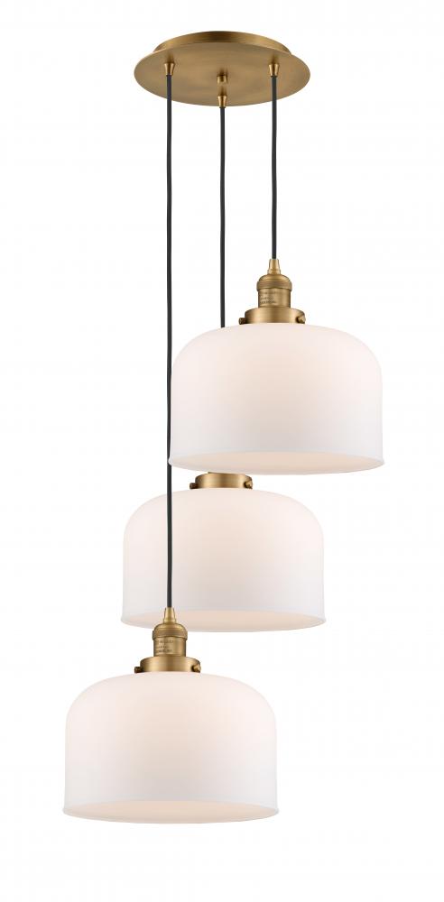 Cone - 3 Light - 18 inch - Brushed Brass - Cord hung - Multi Pendant