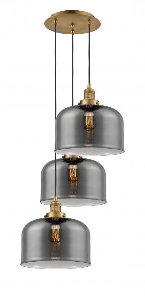 Cone - 3 Light - 18 inch - Brushed Brass - Cord hung - Multi Pendant