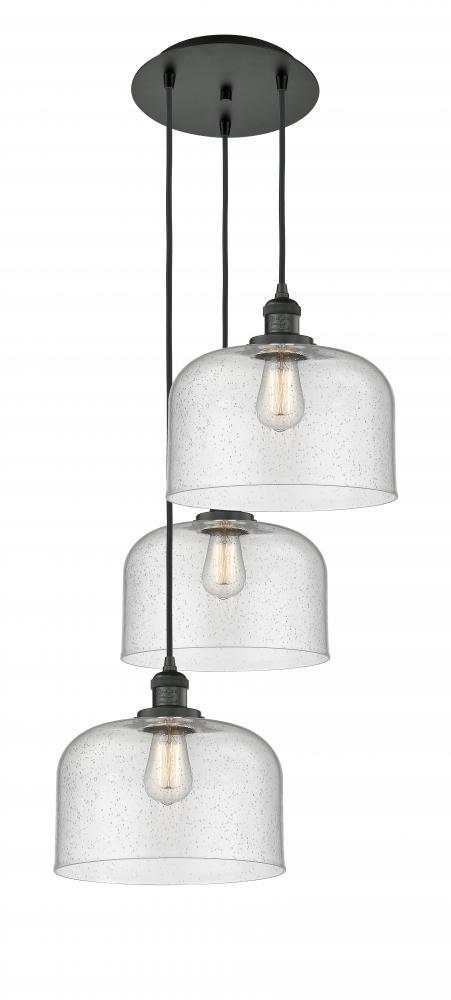 Cone - 3 Light - 18 inch - Matte Black - Cord hung - Multi Pendant