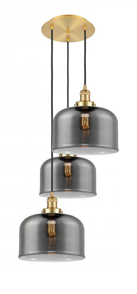 Cone - 3 Light - 18 inch - Satin Gold - Cord hung - Multi Pendant