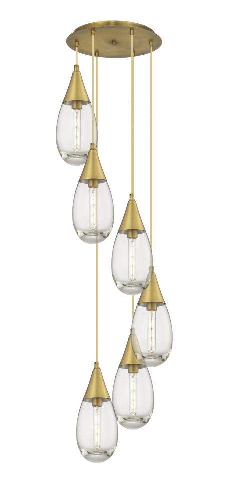 Malone - 6 Light - 17 inch - Brushed Brass - Multi Pendant