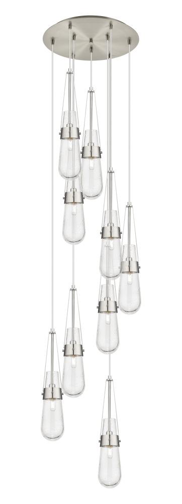 Milan - 9 Light - 19 inch - Brushed Satin Nickel - Multi Pendant