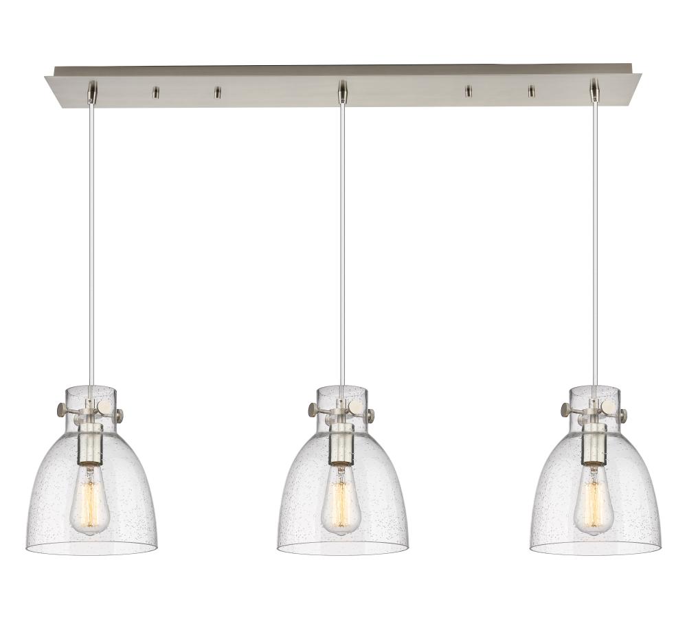 Newton Bell - 3 Light - 40 inch - Brushed Satin Nickel - Linear Pendant