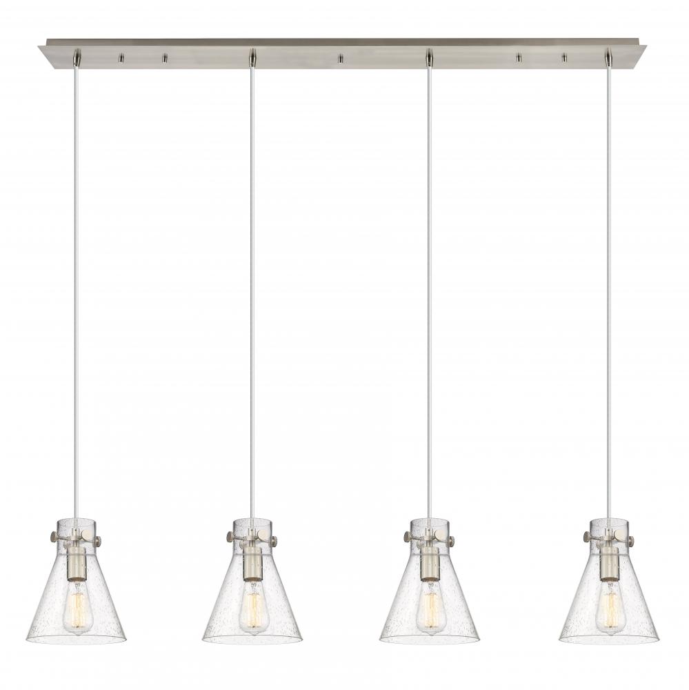 Newton Cone - 4 Light - 52 inch - Brushed Satin Nickel - Linear Pendant