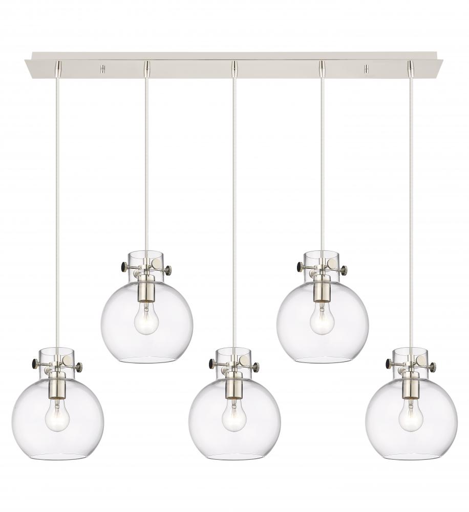 Newton Sphere - 5 Light - 40 inch - Polished Nickel - Cord hung - Linear Pendant